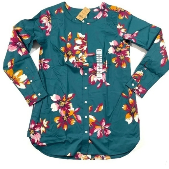 New Duluth Wrinkle Fighter Tunic Shirt Green Floral - Picture 1 of 5